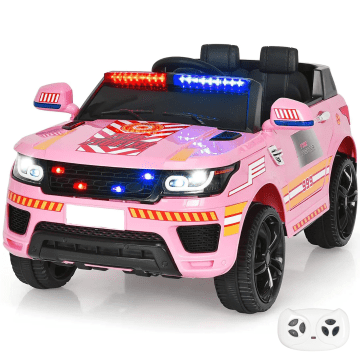 Coche infantil eléctrico de policía Kijana Land Rover rosa